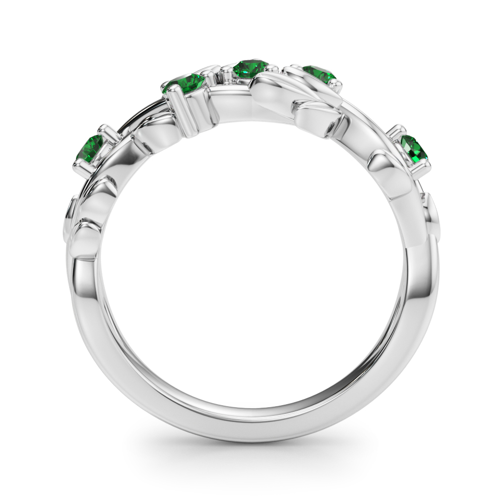 Flamenco Lab Emerald Twisted Vine & Leaf Wedding Band
