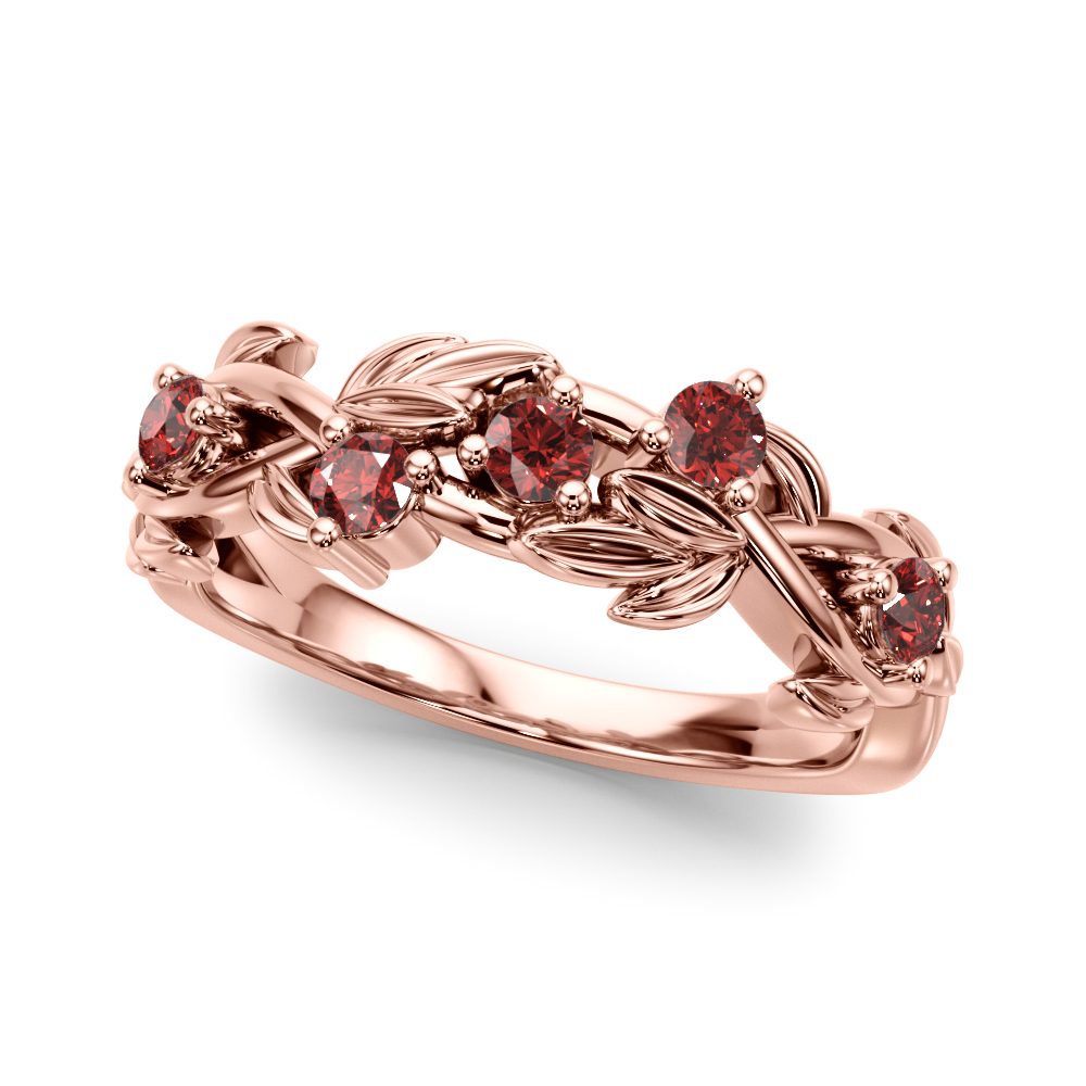 Flamenco Lab Ruby Twisted Vine & Leaf Wedding Band