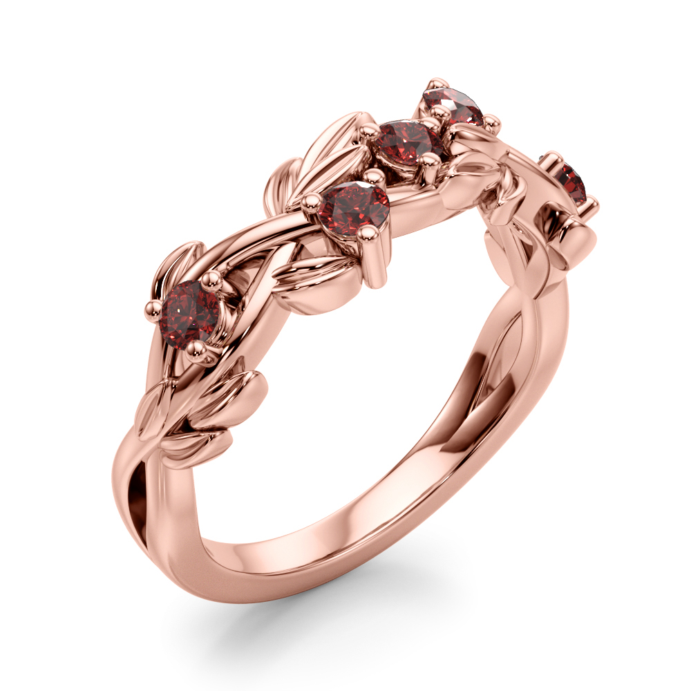 Flamenco Lab Ruby Twisted Vine & Leaf Wedding Band