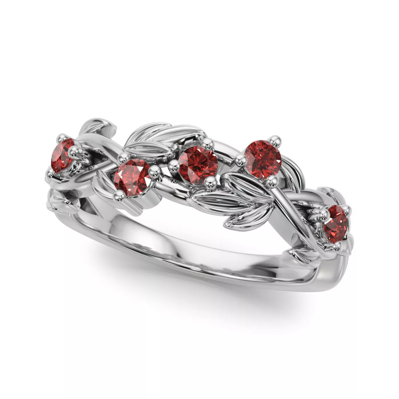 Flamenco Lab Ruby Twisted Vine & Leaf Wedding Band