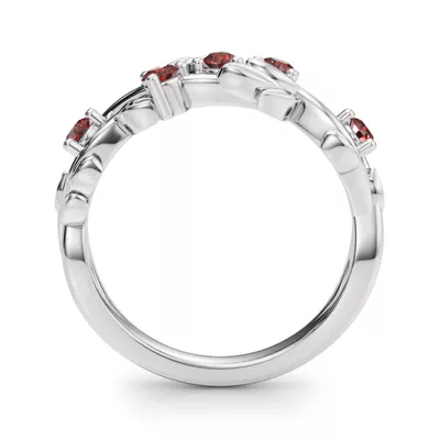 Flamenco Ruby Twisted Vine & Leaf Wedding Band
