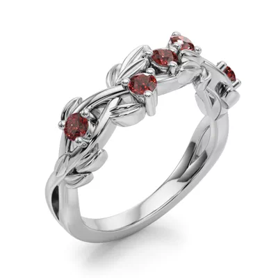 Flamenco Ruby Twisted Vine & Leaf Wedding Band