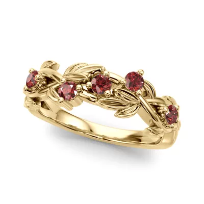 Flamenco Lab Ruby Twisted Vine & Leaf Wedding Band