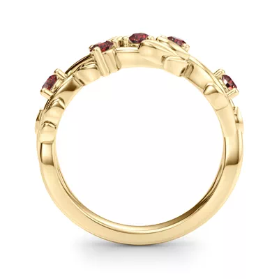 Flamenco Ruby Twisted Vine & Leaf Wedding Band