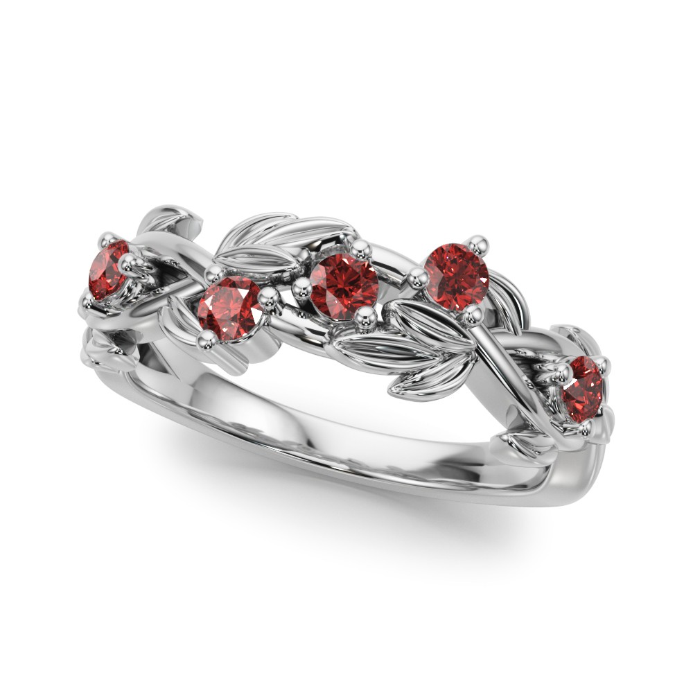 Flamenco Lab Ruby Twisted Vine & Leaf Wedding Band