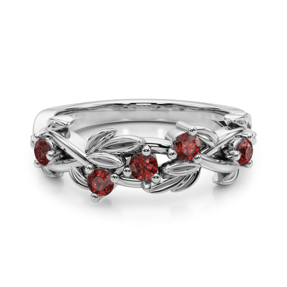 Flamenco Lab Ruby Twisted Vine & Leaf Wedding Band