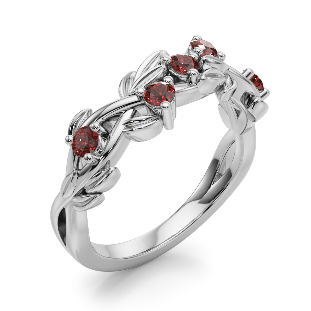 Flamenco Lab Ruby Twisted Vine & Leaf Wedding Band
