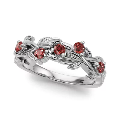 Flamenco Lab Ruby Twisted Vine & Leaf Wedding Band