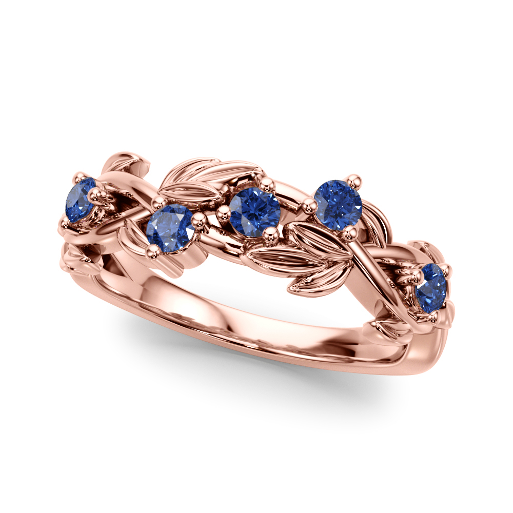 Flamenco Lab Sapphire Twisted Vine & Leaf Wedding Band