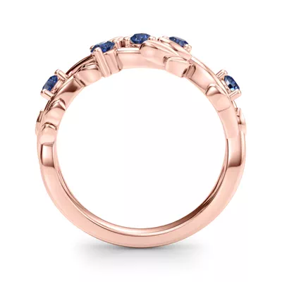 Flamenco Sapphire Twisted Vine & Leaf Wedding Band