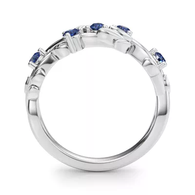 Flamenco Sapphire Twisted Vine & Leaf Wedding Band