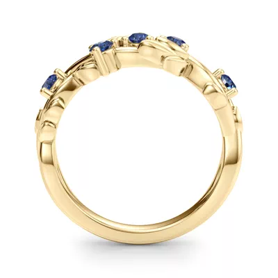 Flamenco Sapphire Twisted Vine & Leaf Wedding Band