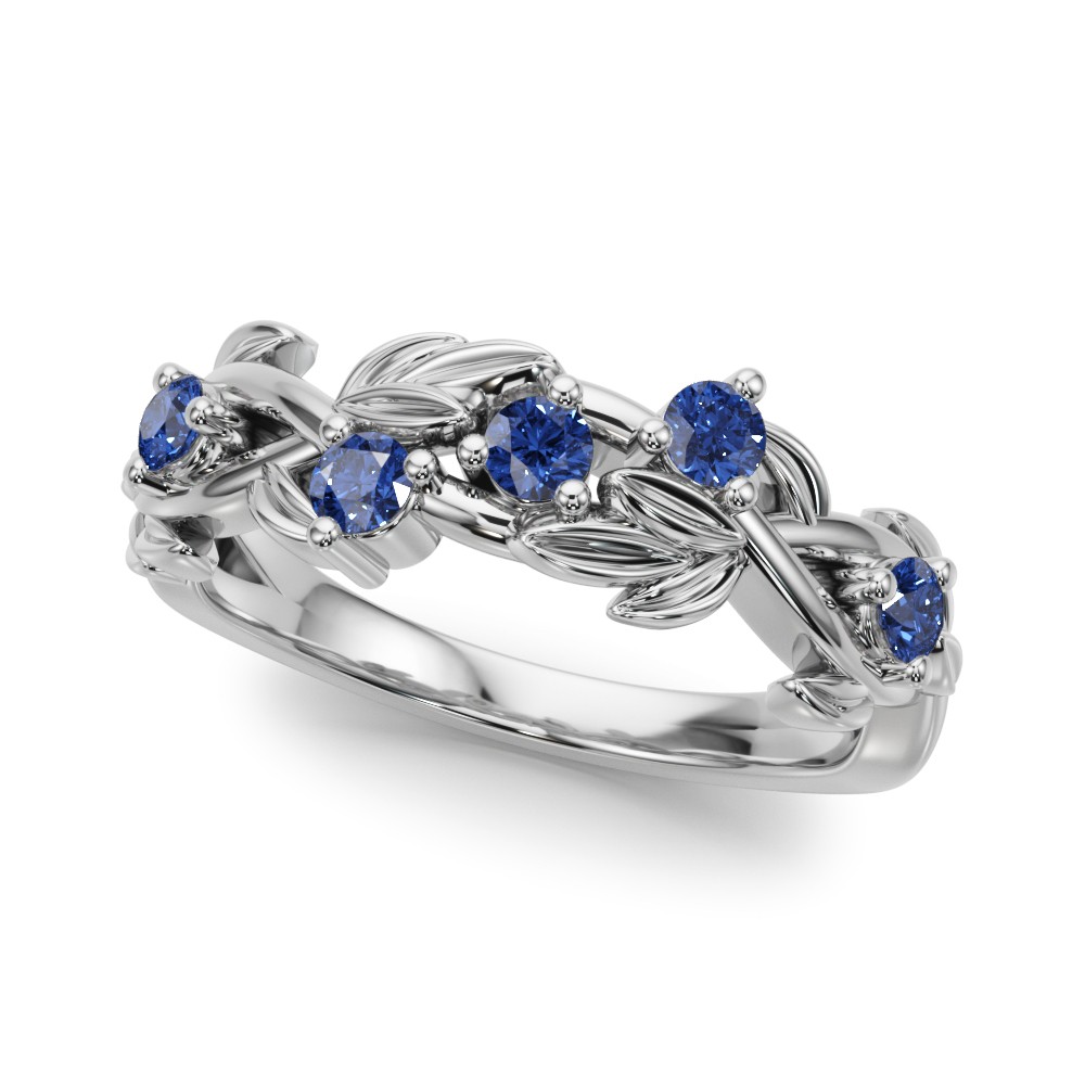 Flamenco Lab Sapphire Twisted Vine & Leaf Wedding Band