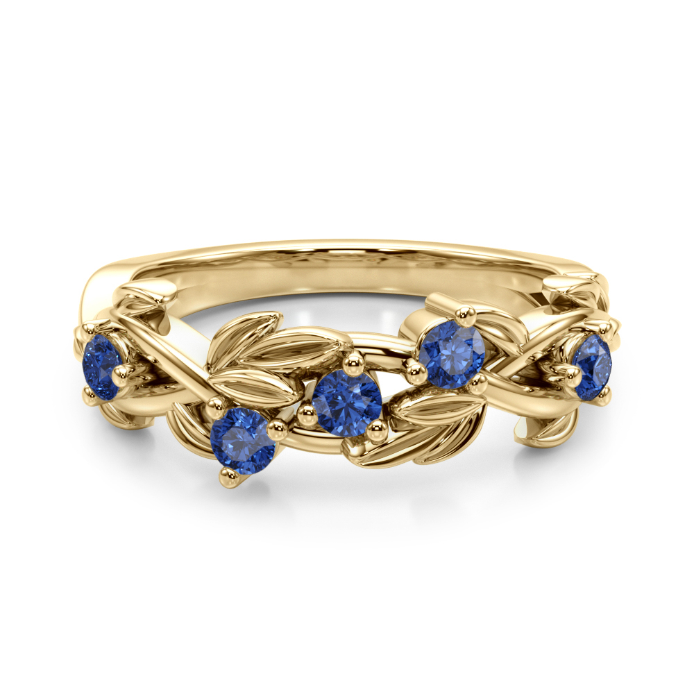 Flamenco Lab Sapphire Twisted Vine & Leaf Wedding Band