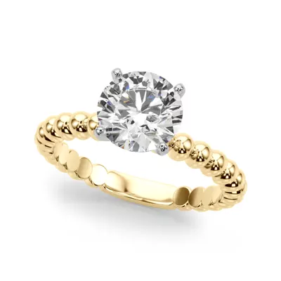 Lisette Beaded Solitaire Engagement Ring