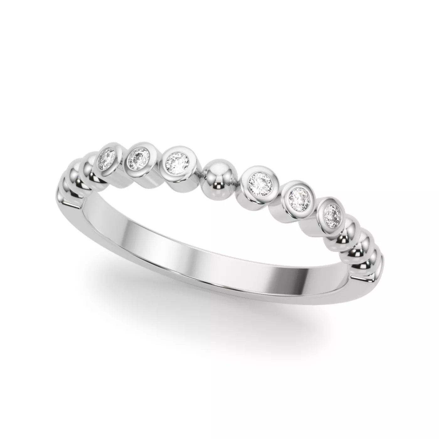 Kateri Beaded Bezel Diamond Wedding Band