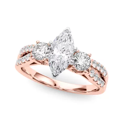 Rosella Three Stone Lab Engagement Ring
