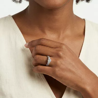 Rosella Three Stone Lab Engagement Ring