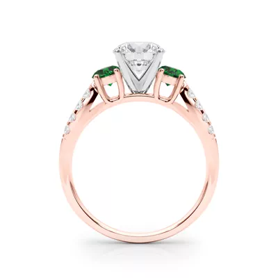 Rosella Three Stone Emerald Engagement Ring
