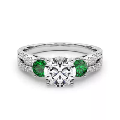 Rosella Three Stone Emerald Engagement Ring