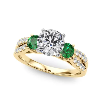 Rosella Three Stone Emerald Engagement Ring