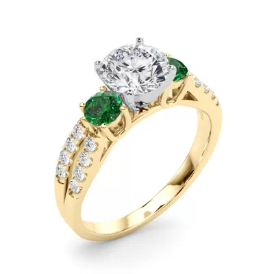 Rosella Three Stone Emerald Engagement Ring