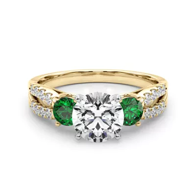 Rosella Three Stone Emerald Engagement Ring