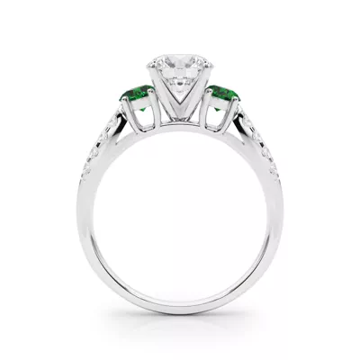 Rosella Three Stone Lab Emerald Engagement Ring