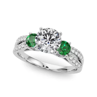 Rosella Three Stone Emerald Engagement Ring