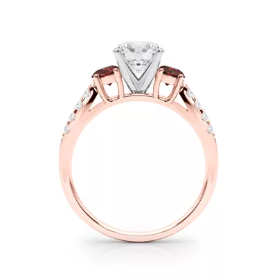 Rosella Three Stone Lab Ruby Engagement Ring