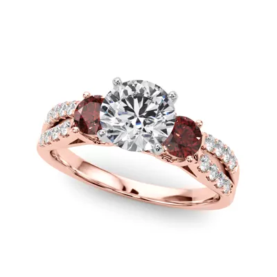 Rosella Three Stone Ruby Engagement Ring