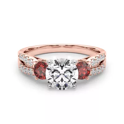 Rosella Three Stone Ruby Engagement Ring