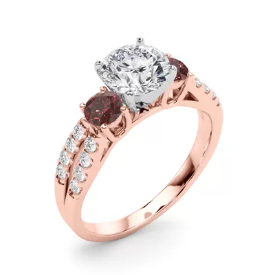Rosella Three Stone Ruby Engagement Ring