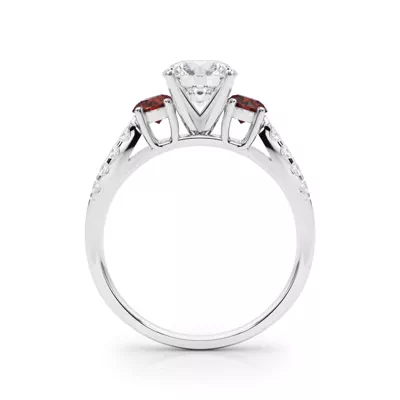 Rosella Three Stone Lab Ruby Engagement Ring