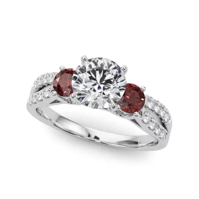 Rosella Three Stone Ruby Engagement Ring
