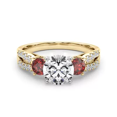 Rosella Three Stone Ruby Engagement Ring