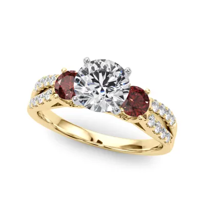 Rosella Three Stone Ruby Engagement Ring