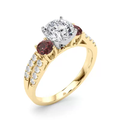 Rosella Three Stone Ruby Engagement Ring