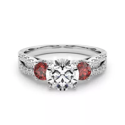 Rosella Three Stone Ruby Engagement Ring