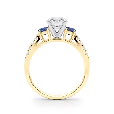 Rosella Three Stone Lab Sapphire Engagement Ring