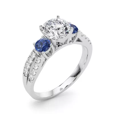 Rosella Three Stone Sapphire Engagement Ring