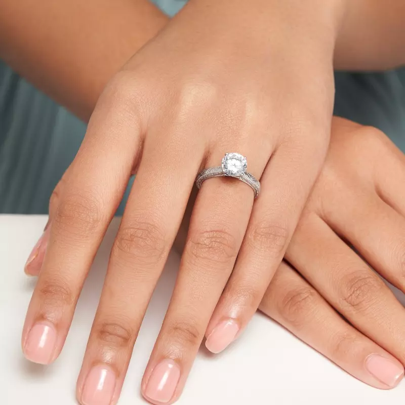 18K White Gold Mila Vintage-Inspired Solitaire Engagement Ring