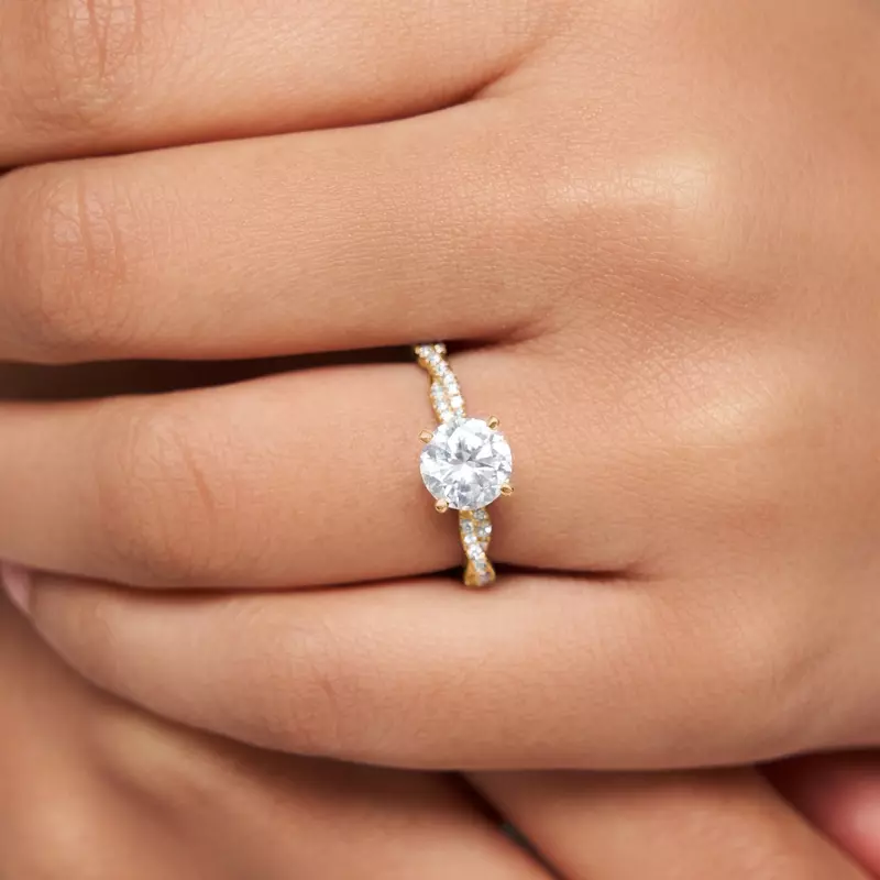 14K Yellow Gold Abigail Pavé Diamond Twist Engagement Ring
