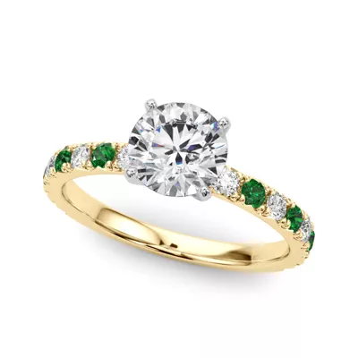 Riley Classic Diamond & Emerald Engagement Ring