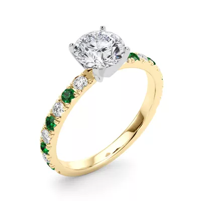 Riley Classic Diamond & Emerald Engagement Ring