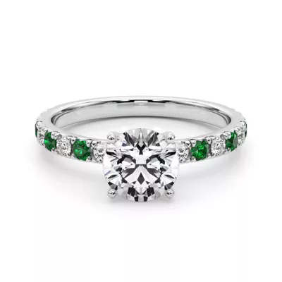 Riley Classic Diamond & Emerald Engagement Ring