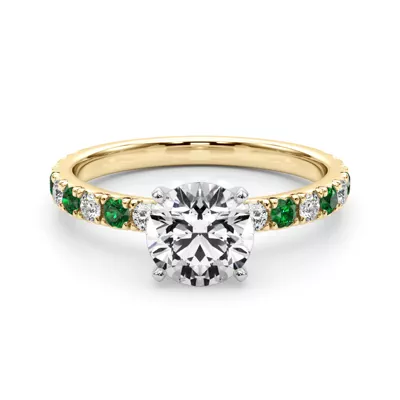 Riley Classic Diamond & Emerald Engagement Ring