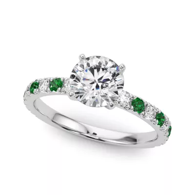 Riley Classic Diamond & Emerald Engagement Ring