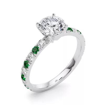 Riley Classic Diamond & Emerald Engagement Ring