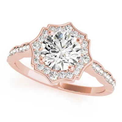 Ella Scalloped Diamond Halo Engagement Ring